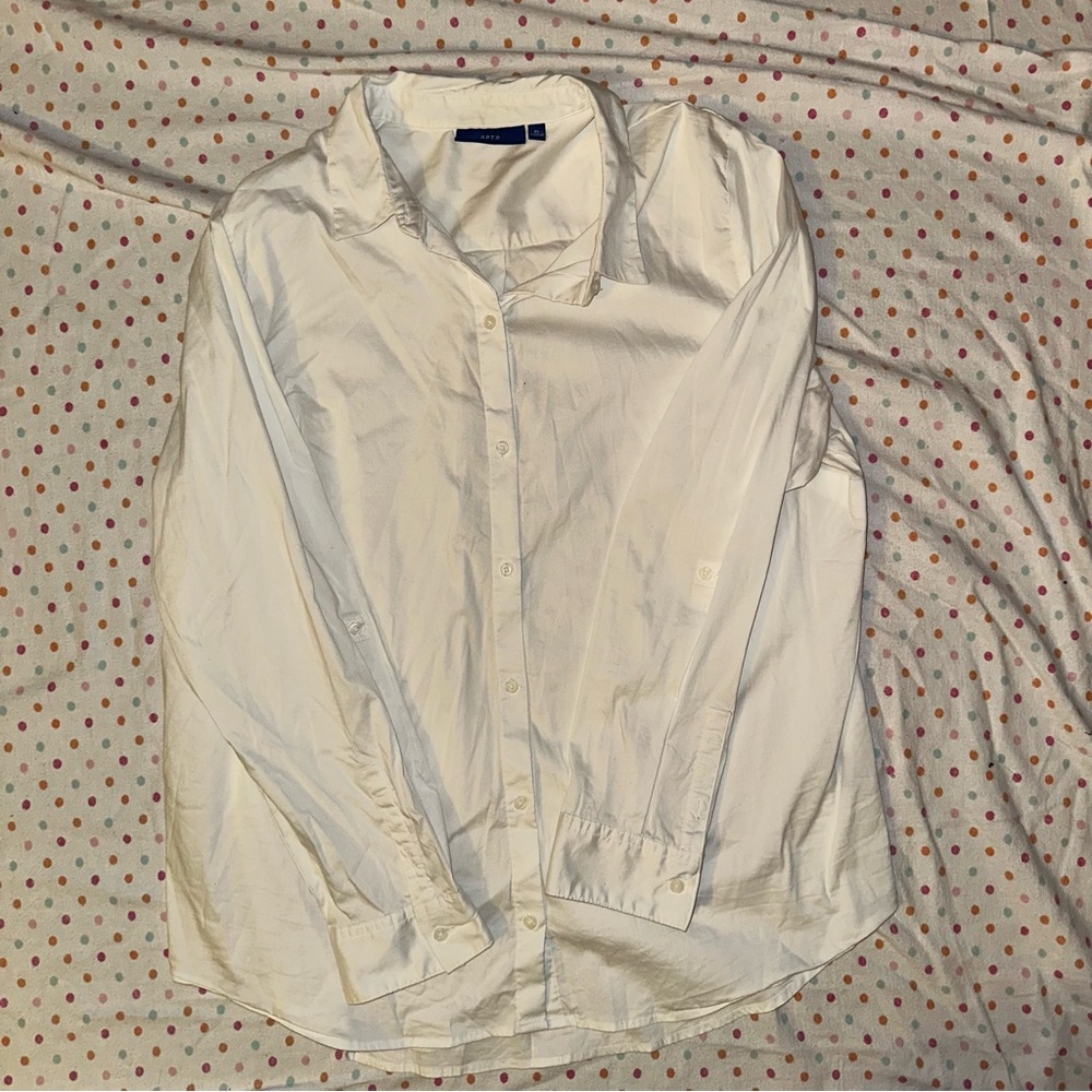 Apt. 9 White Button Down Shirt - XL Long Sleeve Lightweight Cotton Blend